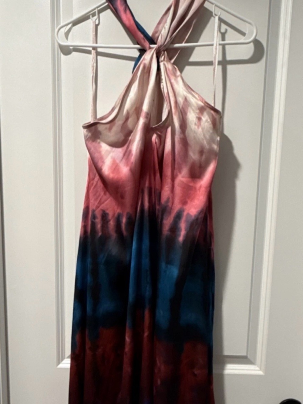 Anthropologie Pink and Blue Tie-Dye Halter Midi Dress